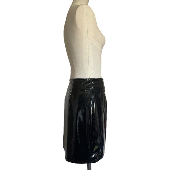 Fashion Nova Black Liquid Latex Look Vinyl Mini Skirt Goth Industrial Zipper S - Picture 8 of 11